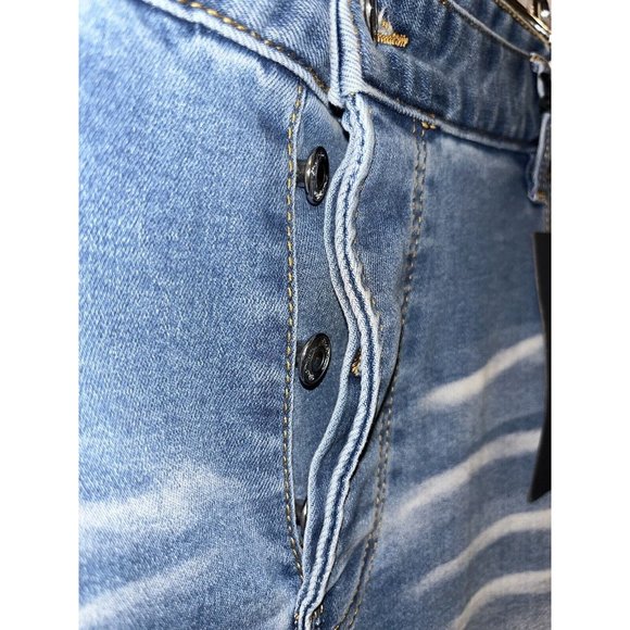 Mackeen Jeans Men 42x32 Nite Market  Button Fly Denim Skulls Flames Mohawk - Picture 6 of 13